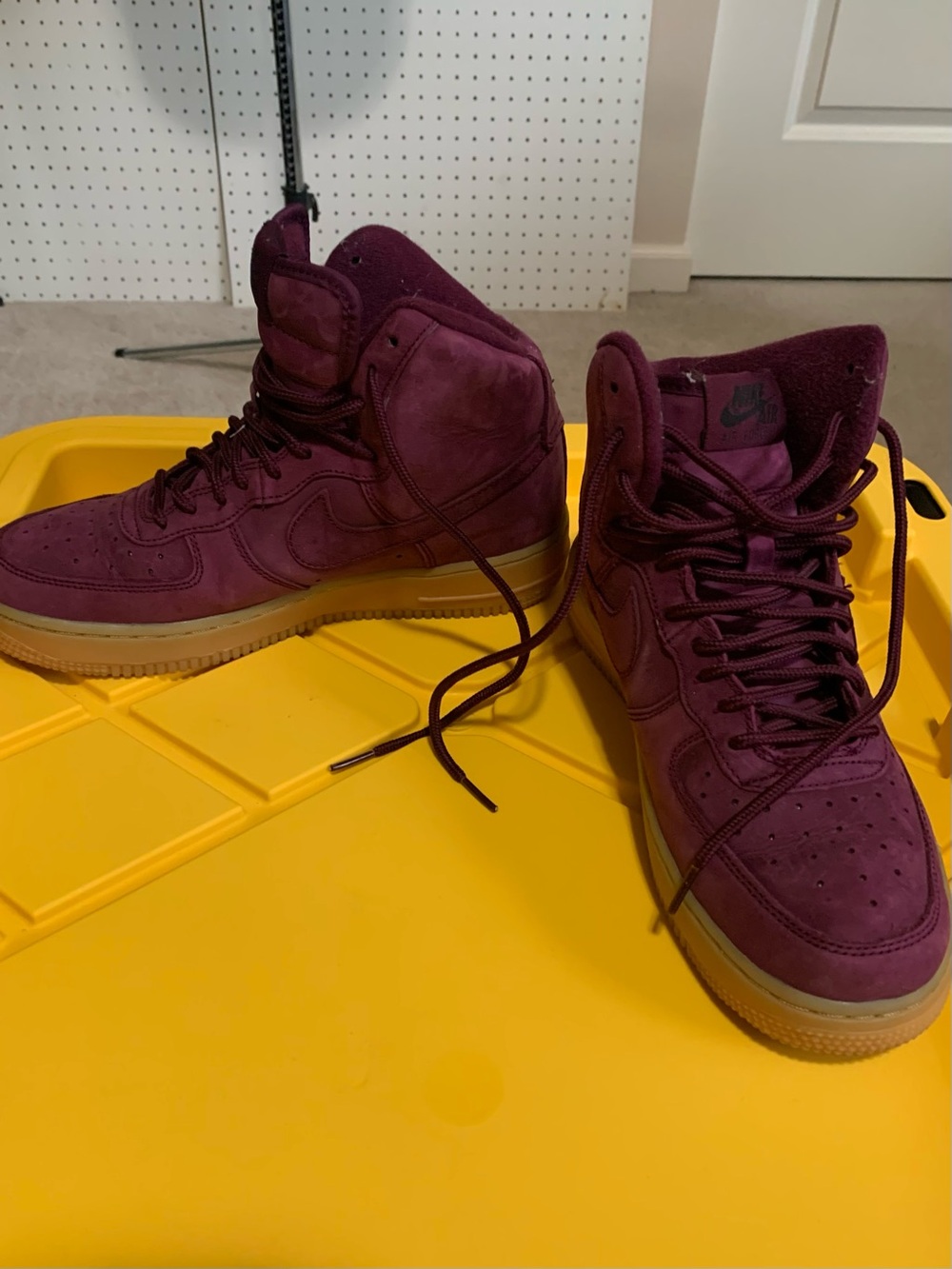 Nike Men’s High-Top Sneakers in Burgundy with Gum Sole